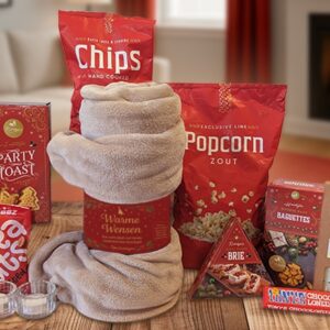 Plaid-pakket Warm Winterpakket met Fleece Plaid & Snacks