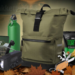 Stoer Noodpakket met rugtas, noodradio, multitool, drinkfles en snacks – ideaal voor survival en noodsituaties