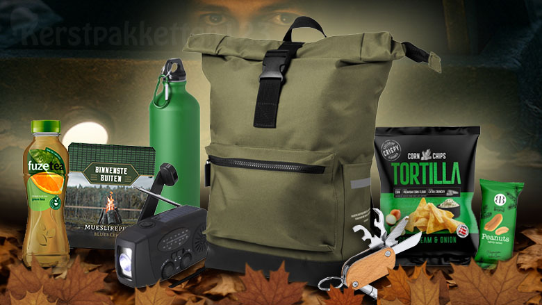 Stoer Noodpakket met rugtas, noodradio, multitool, drinkfles en snacks – ideaal voor survival en noodsituaties